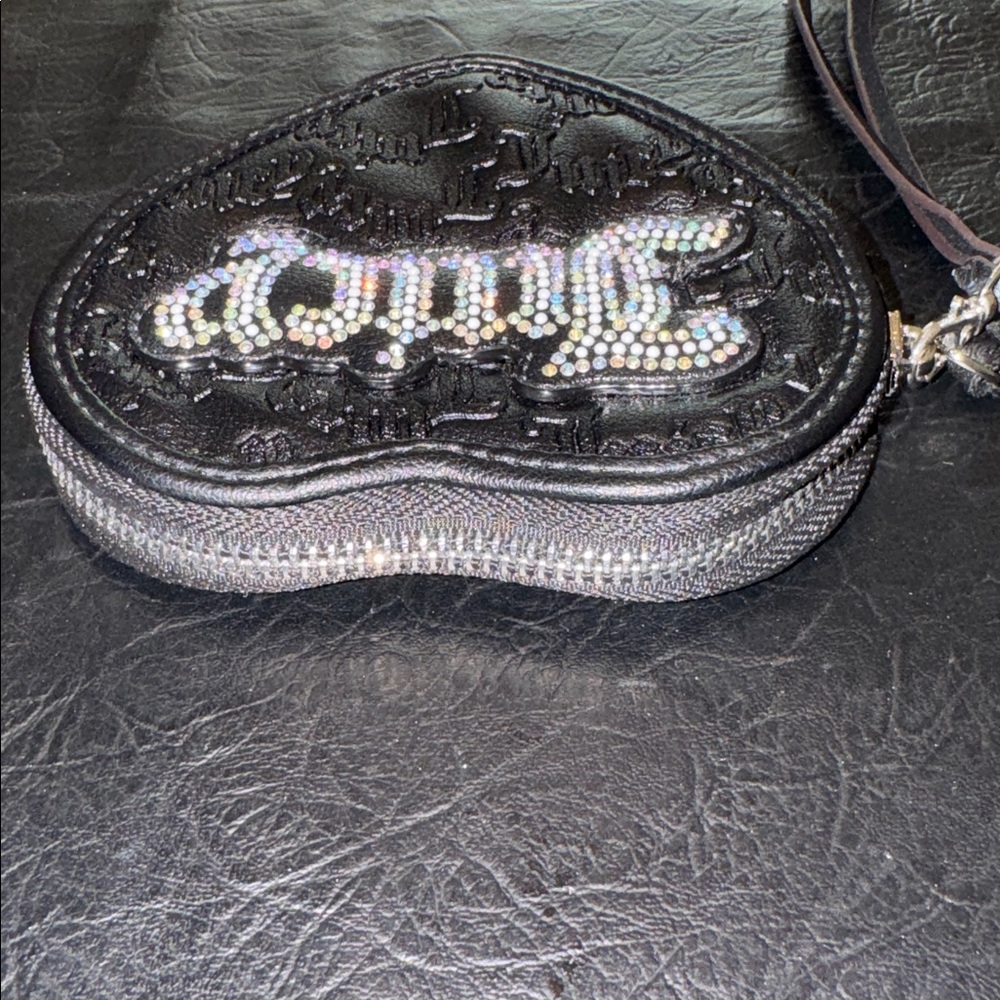 Juicy Couture Black Heart Wristlet with Rhinestone Logo, NWOT - Picture 5 of 7